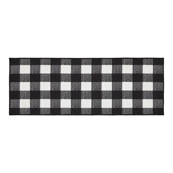 Annie Buffalo Check Black Polyester Rug Rect 17x48