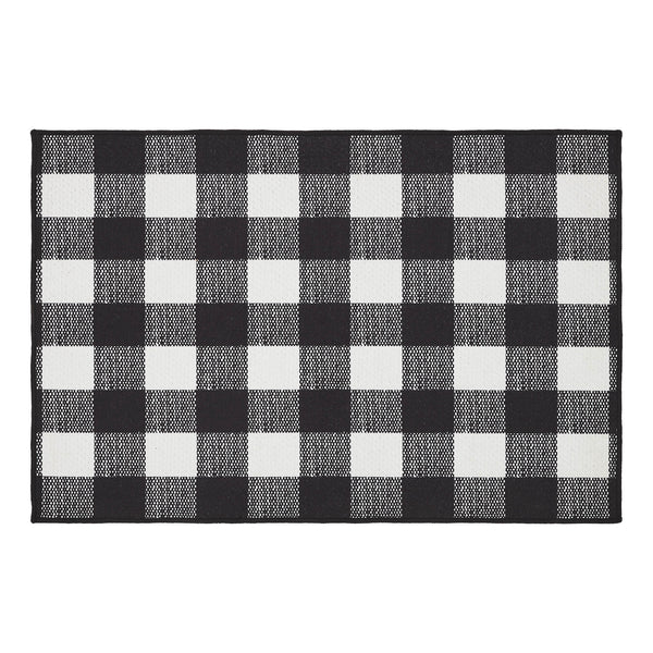 Annie Buffalo Check Black Polyester Rug Rect 24x36