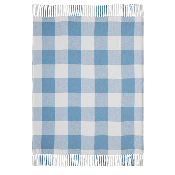 Annie Buffalo Check Blue Woven Throw 50x60