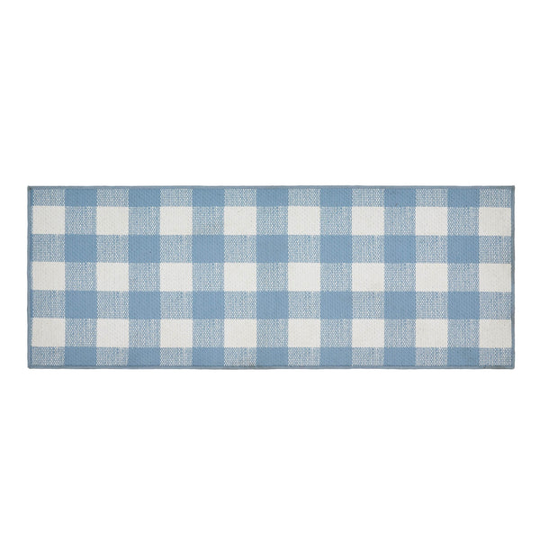 Annie Buffalo Check Blue Polyester Rug Rect 17x48