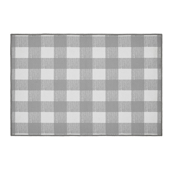 Annie Buffalo Check Grey Polyester Rug Rect 24x36