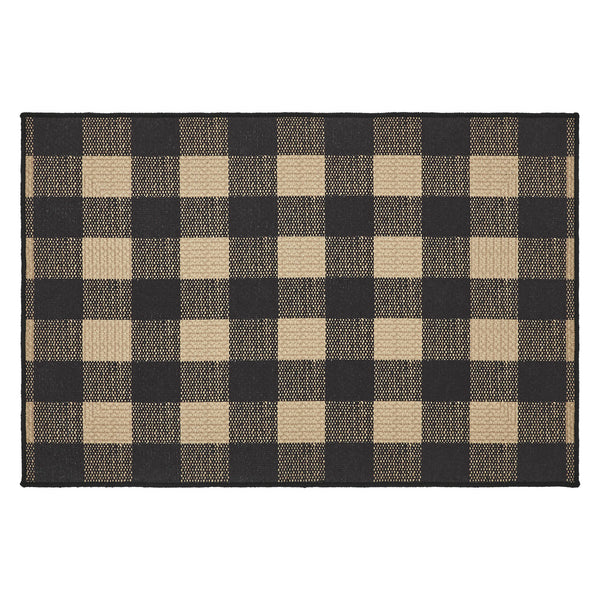Black Check Polyester Rug Rect 24x36