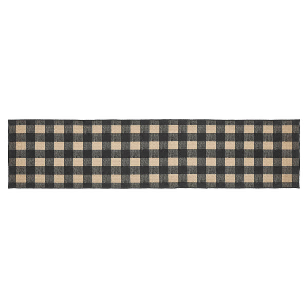 Black Check Polyester Rug/Runner Rect 22x96