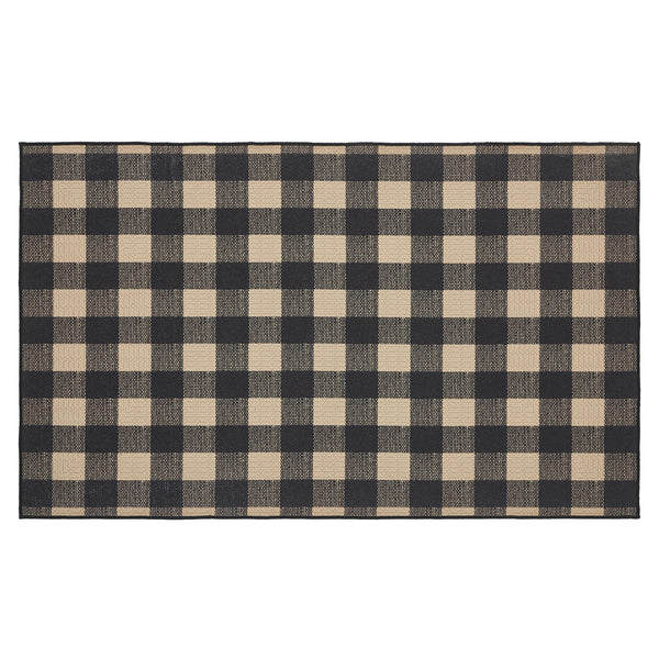 Black Check Polyester Rug Rect 36x60