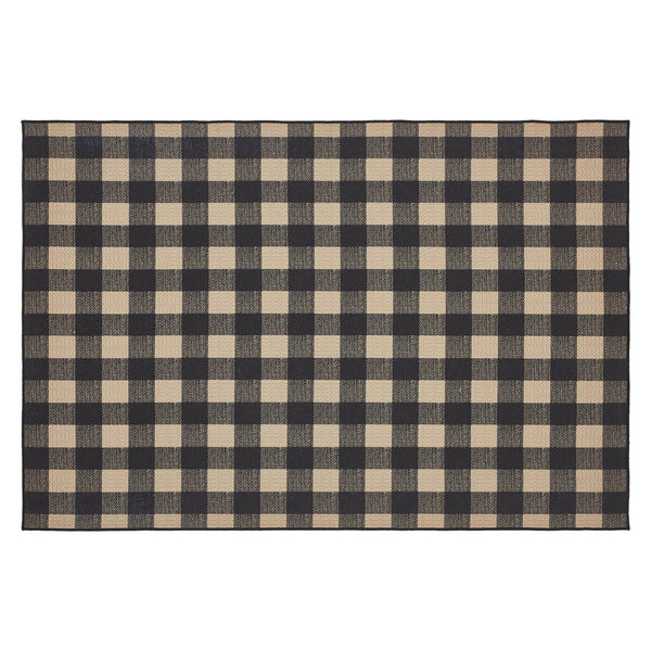 Black Check Polyester Rug Rect 48x72