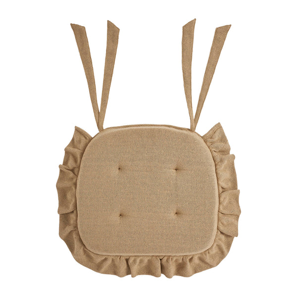 Burlap Natural Cotton Ruffled Farmhouse Rustic Chair Pad 15.5x17 - VHC Brands