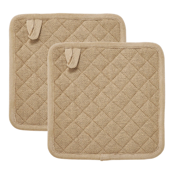 Burlap Natural Pot Holder Set of 2 8x8