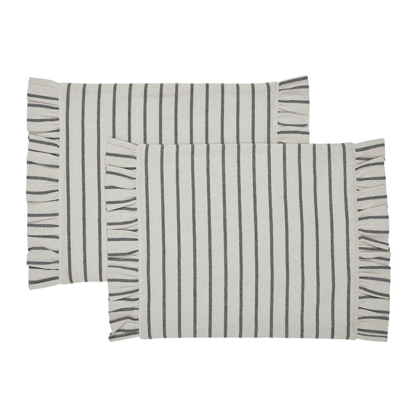 Kaila Ticking Stripe Ruffled Placemat Set of 2 13x19