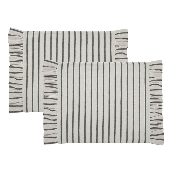 Kaila Ticking Stripe Ruffled Placemat Set of 2 13x19