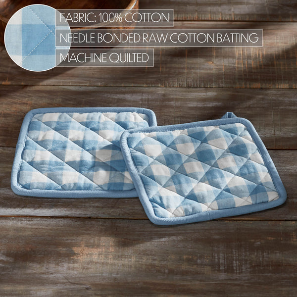 Annie Buffalo Check Blue Pot Holder Set of 2 8x8
