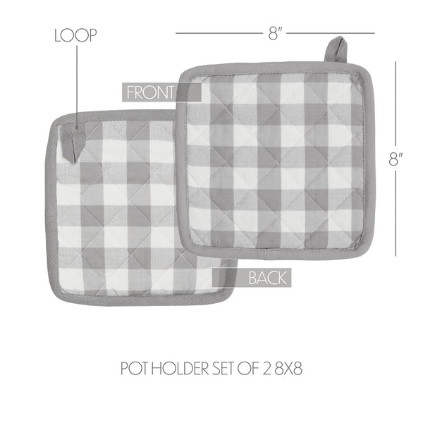 Annie Buffalo Check Grey Pot Holder Set of 2 8x8