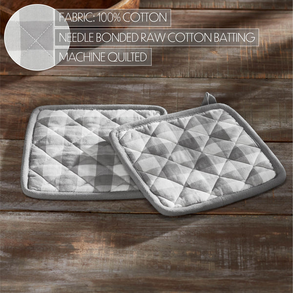 Annie Buffalo Check Grey Pot Holder Set of 2 8x8