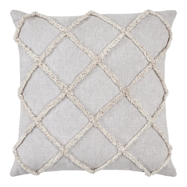 Frayed Lattice Oatmeal Pillow 20x20