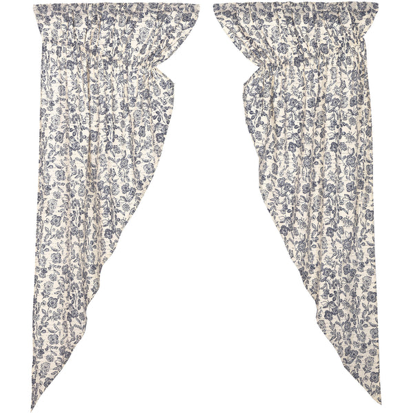Blue Floral Prairie Curtain Set of 2 63Lx36Wx18