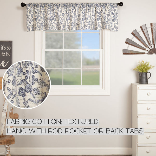 Blue Floral Valance 16Lx72W