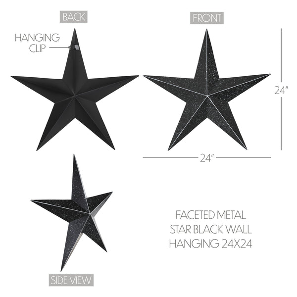 Metal Star Speckled Black Distressed 24x24