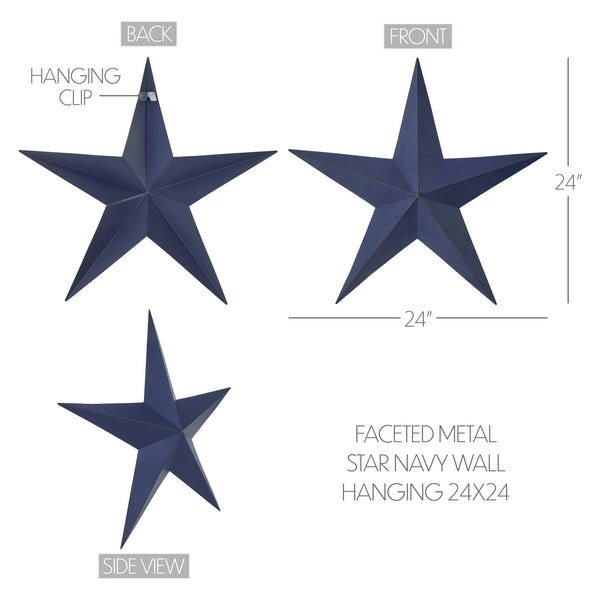 Metal Star Speckled Navy Distressed 24x24
