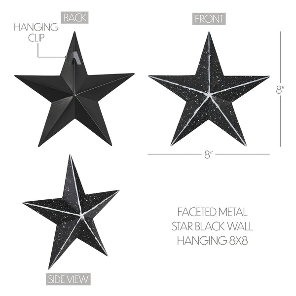 Metal Star Speckled Black Distressed 8x8