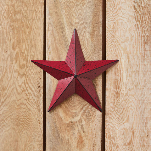 Introducing the VHC Brands Patriotic Faceted Metal Star Burgundy Wall Hanging, an intimate 8x8 decor piece designed to infuse your living space with the spirit of Independence Day. Crafted from durable metal, this wall hanging features a captivating star shape and a rich burgundy finish, adding a touch of country charm to any room. 