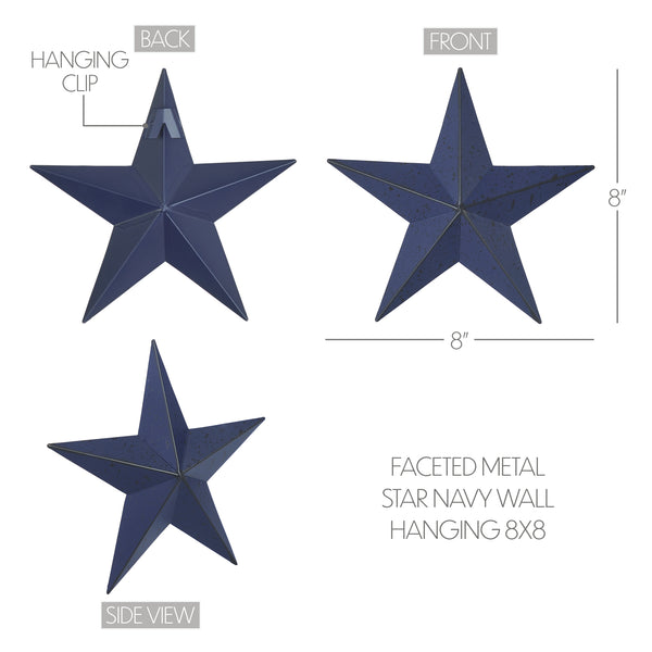 Metal Star Speckled Navy Distressed 8x8
