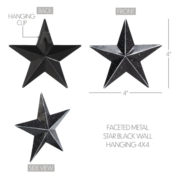 Metal Star Speckled Black Distressed 4x4