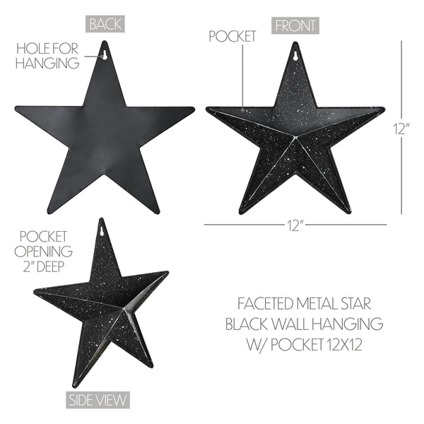 Metal Star Speckled w/ Pocket Black Distressed 12x12