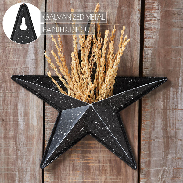 Metal Star Speckled w/ Pocket Black Distressed 12x12