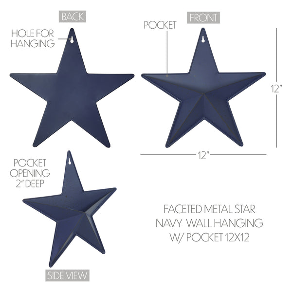 Metal Star Speckled w/ Pocket Navy Distressed 12x12