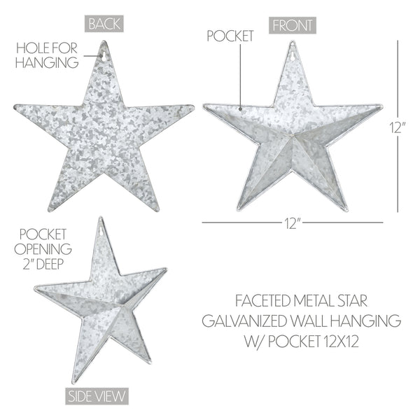 Metal Star w/ Pocket Galvanized 12x12
