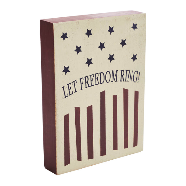 Let Freedom Ring Wooden Block 8x6x1.25
