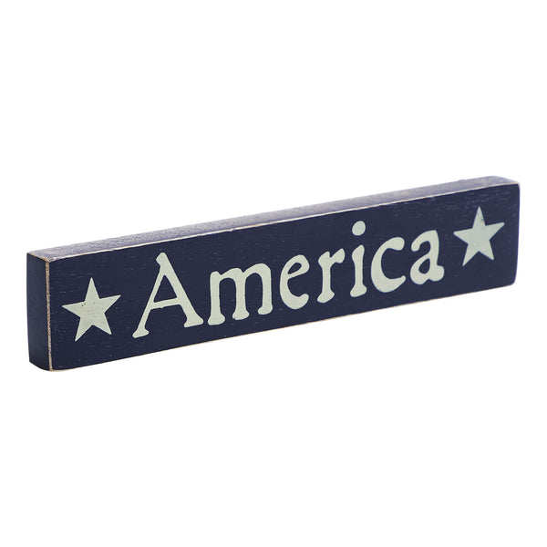 America Blue Wooden Sign 1.75x9