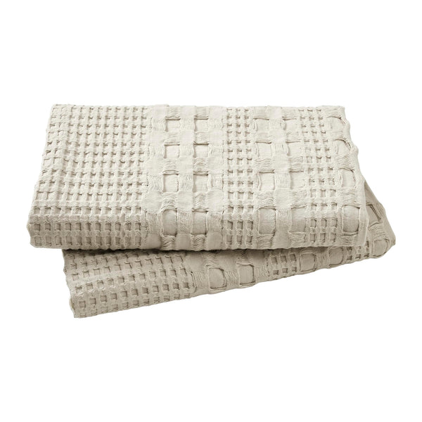 VHC Brands Waffle Weave Natural Standard Sham Set, 20x26 - Farmhouse Boho Decorative Pillow Covers (2-Pack)