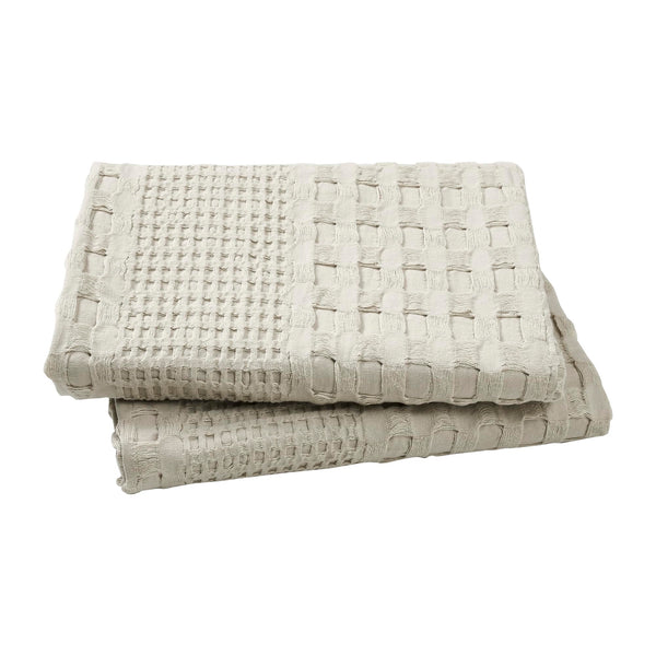 VHC Brands Waffle Weave Natural King Sham Set (2-Pack) - Farmhouse Boho 20x36 Decorative Pillow Covers