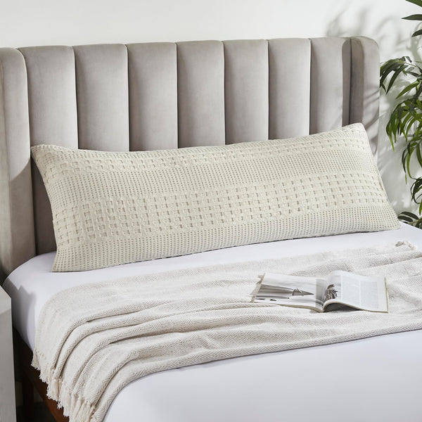 VHC Brands Waffle Weave Natural Body Pillow Cover, 20x54 - Farmhouse Boho Decorative Throw Pillow Sham