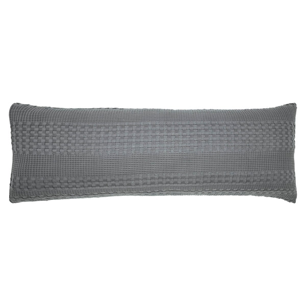 VHC Brands Waffle Weave Dark Gray Body Pillow Cover - 20x54 Inch Decorative Throw Pillow Sham for Farmhouse, Boho Bedroom Decor