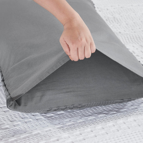 VHC Brands Waffle Weave Dark Gray Body Pillow Cover - 20x54 Inch Decorative Throw Pillow Sham for Farmhouse, Boho Bedroom Decor