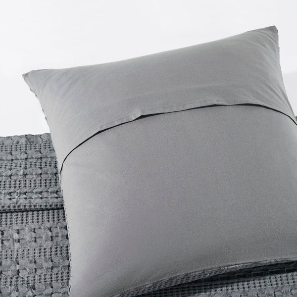 VHC Brands Waffle Weave Dark Gray Pillow Cover Set (2-Pack) 24x24 - Decorative Throw Pillow Covers for Farmhouse Boho Bedroom & Living Room Decor