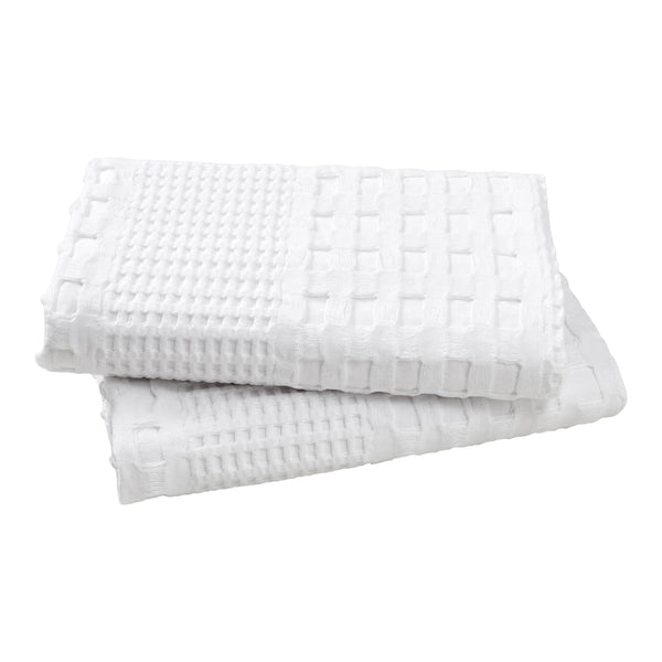 VHC Brands Waffle Weave White Standard Sham Set, 20x26 - Farmhouse Boho Decorative Pillow Covers (2-Pack)