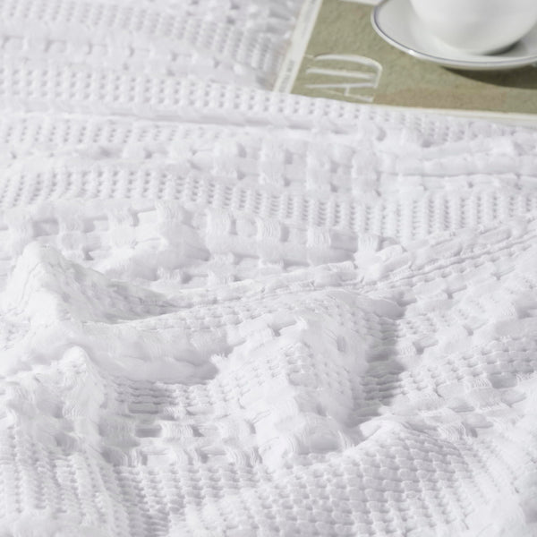 VHC Brands Waffle Weave White Pillow Cover Set (2-Pack) - 24x24 Farmhouse Boho Decorative Throw Pillow Shams for Bedroom & Living Room Decor