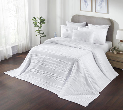 Bright White Waffle Weave Cotton Oversized King Blanket - 120x120 - Lightweight Bed & Sofa Cover - VHC Brands