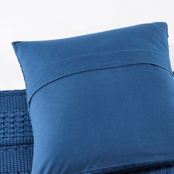 VHC Brands Waffle Weave Navy Euro Shams (Set of 2, 26x26) - Farmhouse Boho Decorative Pillow Covers