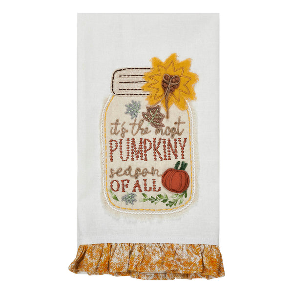 Fall Autumn Pumpkin Kitchen Dish Towel 19x28 Decorative Harvest Tea Towel Decor