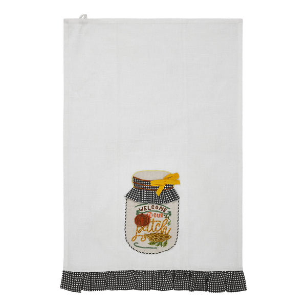 Welcome to Our Patch Farmhouse Cotton Kitchen Tea Towel, 19x28 Absorbent Fall Harvest Decorative Dish Towel