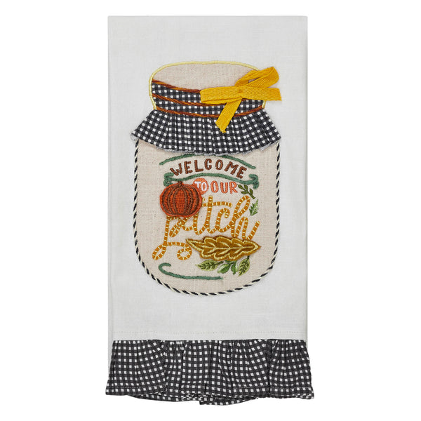 Welcome to Our Patch Farmhouse Cotton Kitchen Tea Towel, 19x28 Absorbent Fall Harvest Decorative Dish Towel