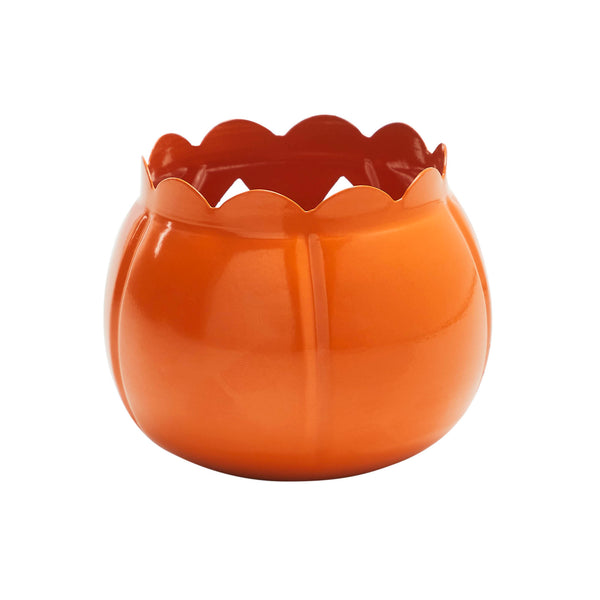 Orange Jack O Lantern Tealight Holder Halloween Pumpkin Decor Fall Season Votive Candle Accent