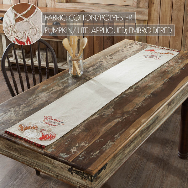 Autumn Fall Thanksgiving Table Runner Grateful Thankful Blessed Pumpkins Harvest 12 x 72 Inch Farmhouse Seasonal Home Decor