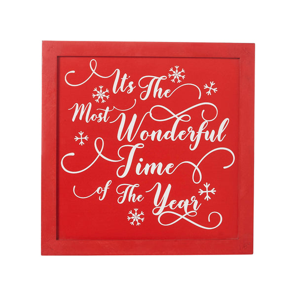 It's The Most Wonderful Time Red Wall Hanging Sign 11x11