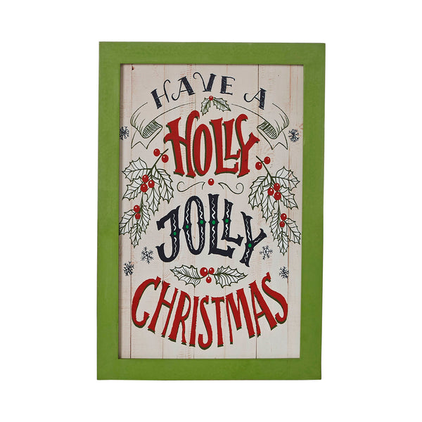 Have A Holly Jolly Christmas Framed Wall Hanging Sign 12x8