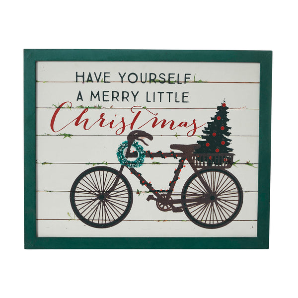 Have Yourself A Merry Little Christmas Bicycle Wall Hanging Sign 13x16