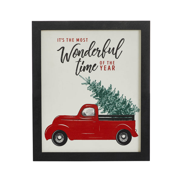 It's The Most Wonderful Time Truck Framed Wall Hanging Sign 12x10